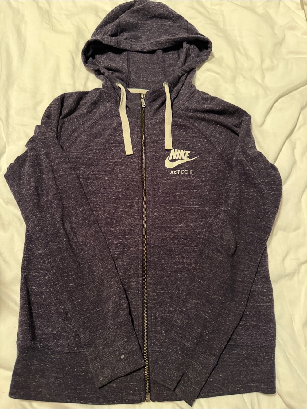 Nike Heathered Dark Purple Full-Zip Hoodie with White Logo